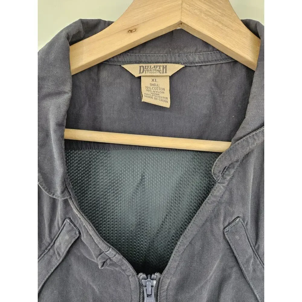 Duluth Trading Co Outdoors Utility Vest Mens XL Green Nylon Pockets Fishing